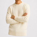 Men’s Cable Knit Jumper – Textured Knitted Long Sleeve Pullover