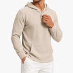 Men’s Textured Hoodie – Herringbone Jacquard Hooded Casual Jumper
