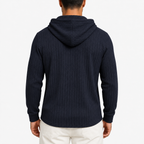 Men’s Textured Hoodie – Herringbone Jacquard Hooded Casual Jumper