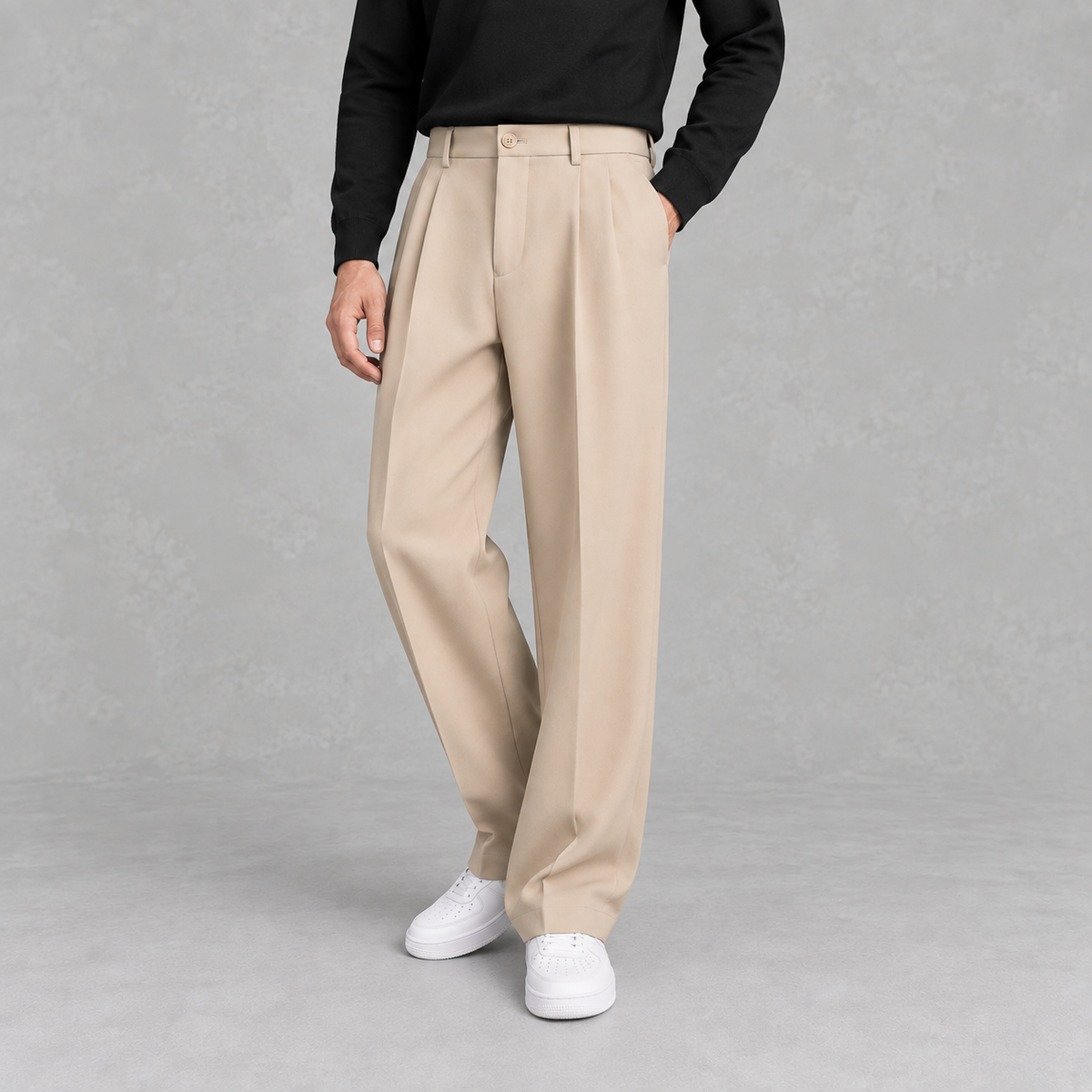 Men’s Trousers – Loose Fit Straight Leg Suit Pants