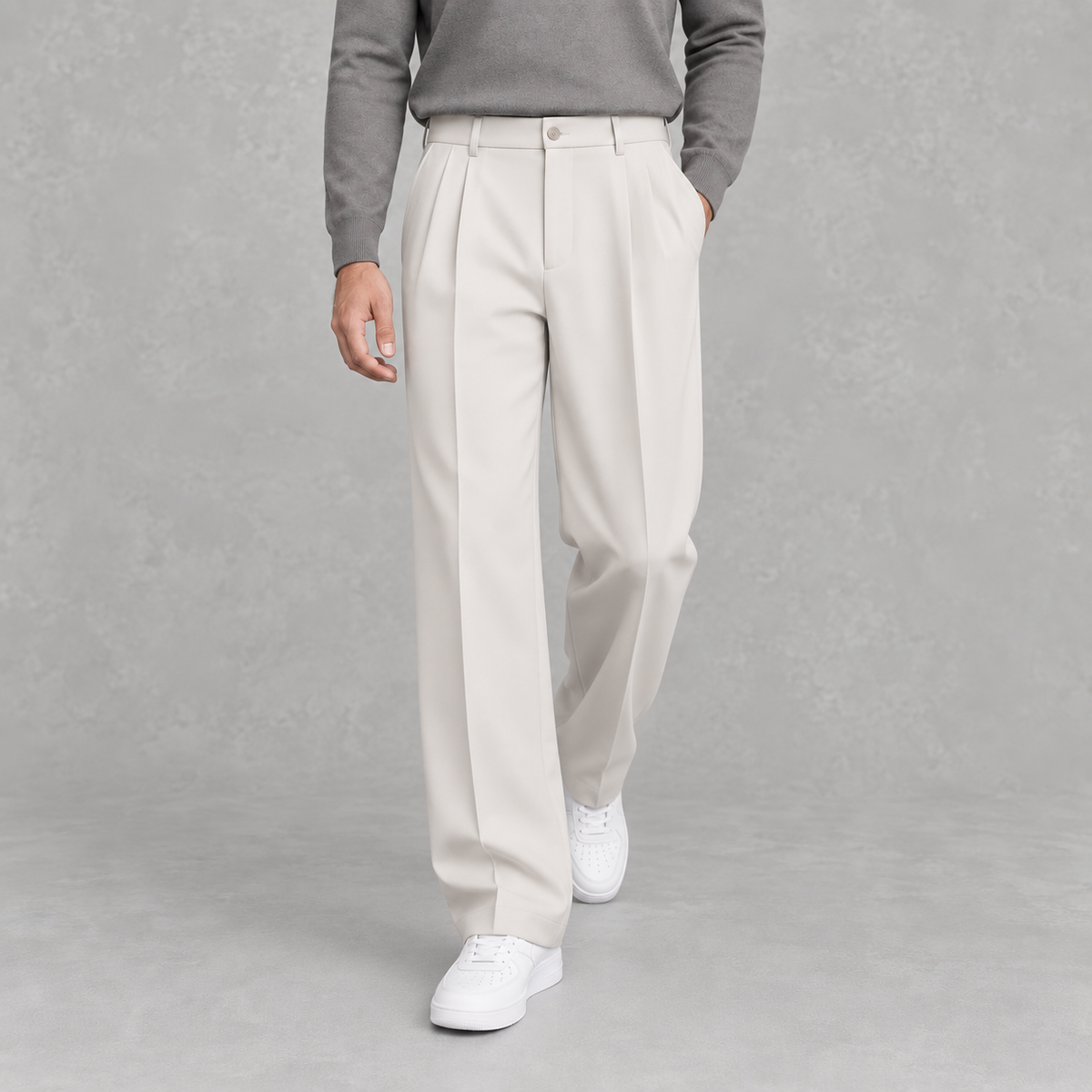 Men’s Trousers – Loose Fit Straight Leg Suit Pants