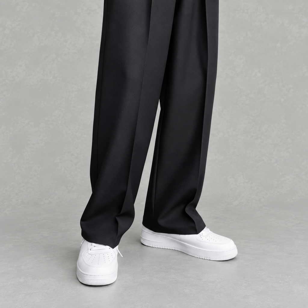 Men’s Trousers – Loose Fit Straight Leg Suit Pants