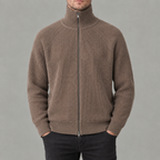 Men’s Turtleneck Cardigan – Full Zip Knitted Jumper with High Neck