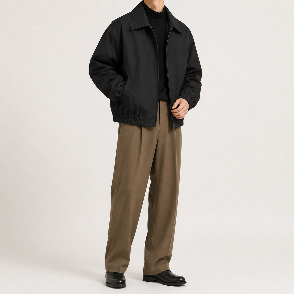 Men’s Bomber Jacket – Utility Lapel Workwear Jacket with Long Sleeves
