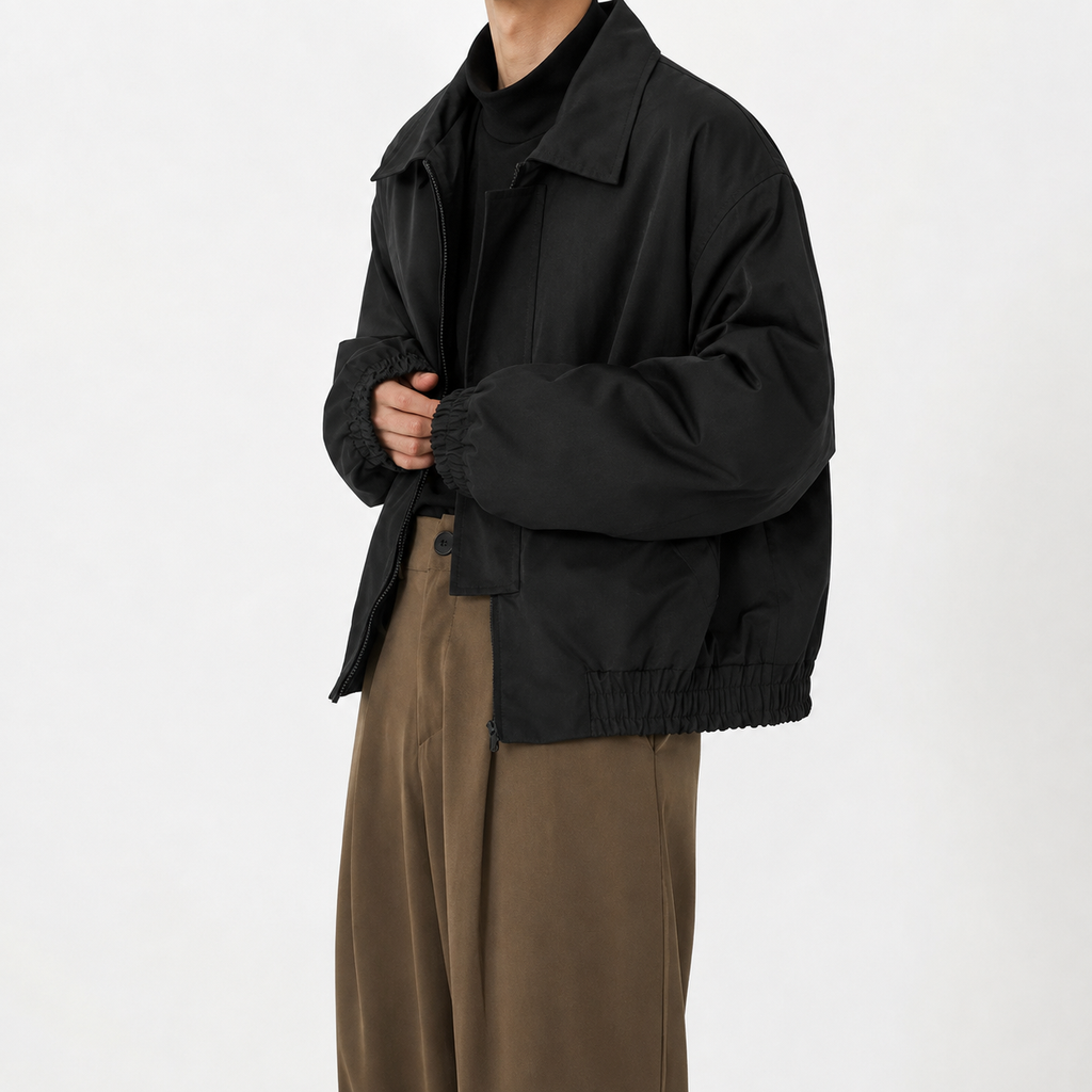 Men’s Bomber Jacket – Utility Lapel Workwear Jacket with Long Sleeves
