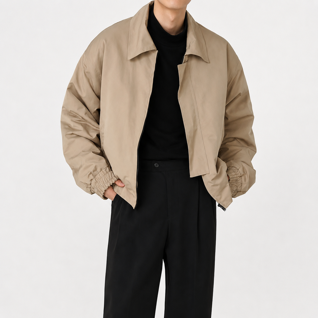Men’s Bomber Jacket – Utility Lapel Workwear Jacket with Long Sleeves