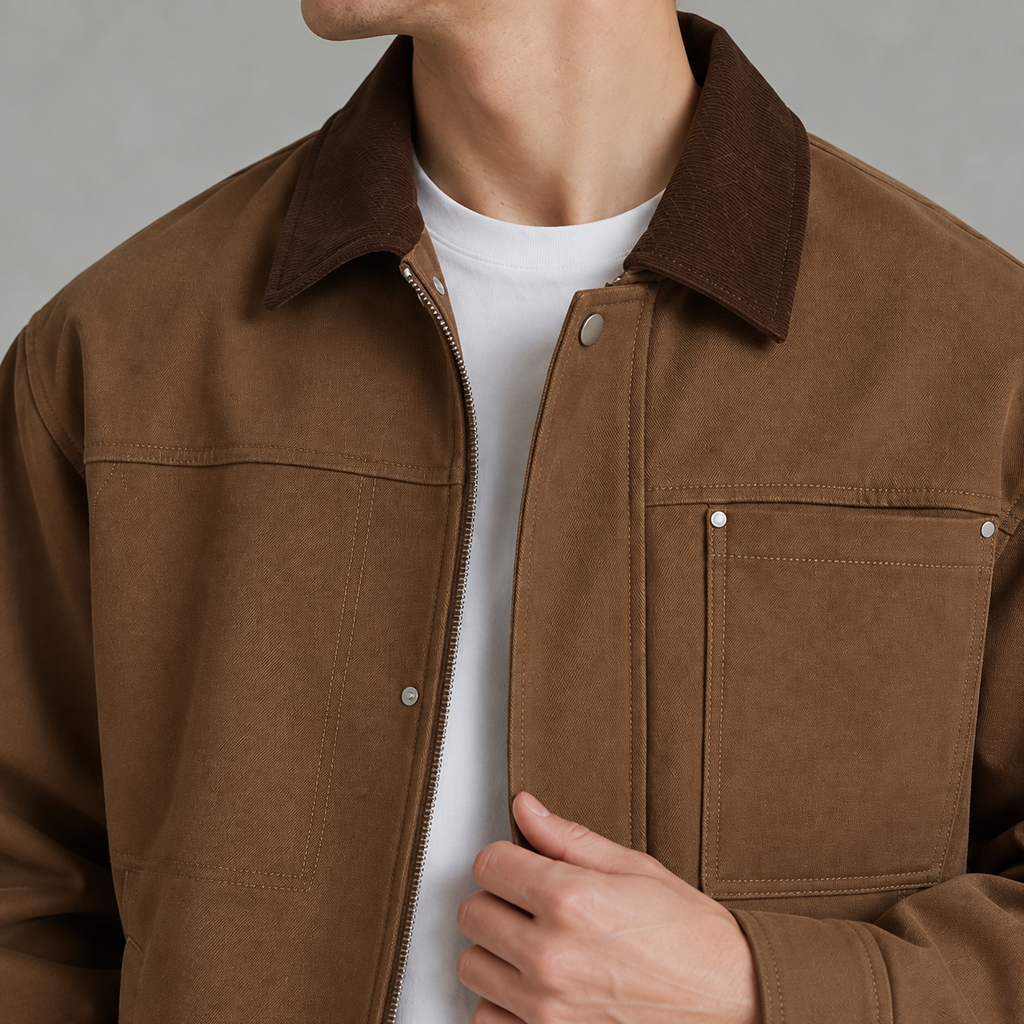 Men’s Vintage Lapel Jacket – Casual Long Sleeve Button Front Jacket