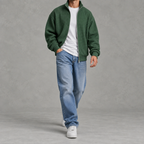 Men’s Waffle Knit Jacket – Stand Collar Full Zip Textured Casual Jacket