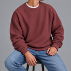 Men’s Waffle Knit Jumper – Relaxed Fit Textured Long Sleeve Pullover