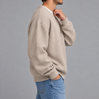 Men’s Waffle Knit Jumper – Relaxed Fit Textured Long Sleeve Pullover
