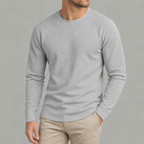 Men’s Waffle Knit Jumper – Round Neck Textured Long Sleeve Pullover