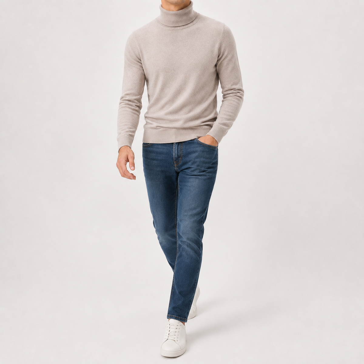 Men’s Turtleneck Jumper – Warm Knitted Roll Neck Pullover