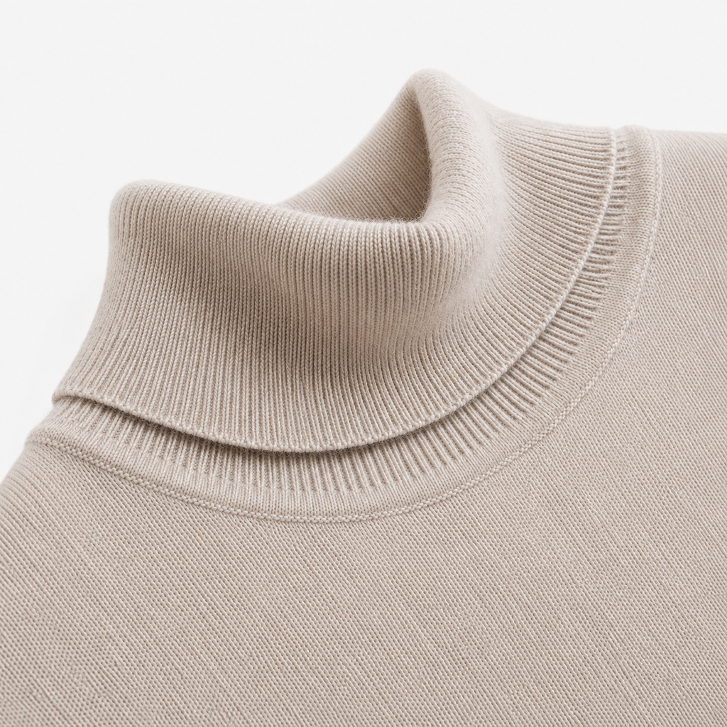 Men’s Turtleneck Jumper – Warm Knitted Roll Neck Pullover
