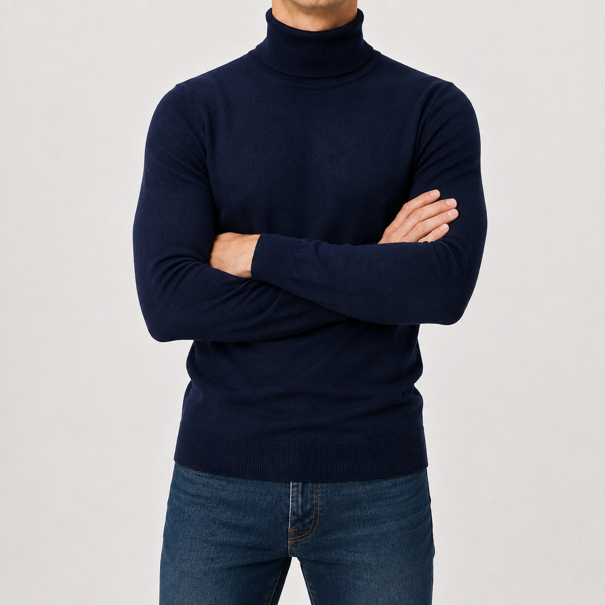 Men’s Turtleneck Jumper – Warm Knitted Roll Neck Pullover