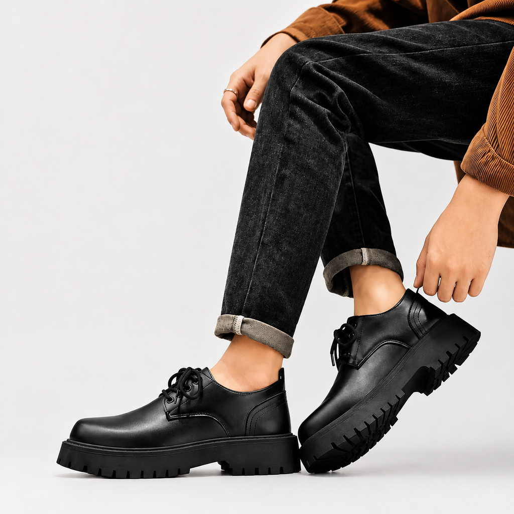 Men’s Loafers – Smart Waterproof Black Leather-Style Slip-On Shoes