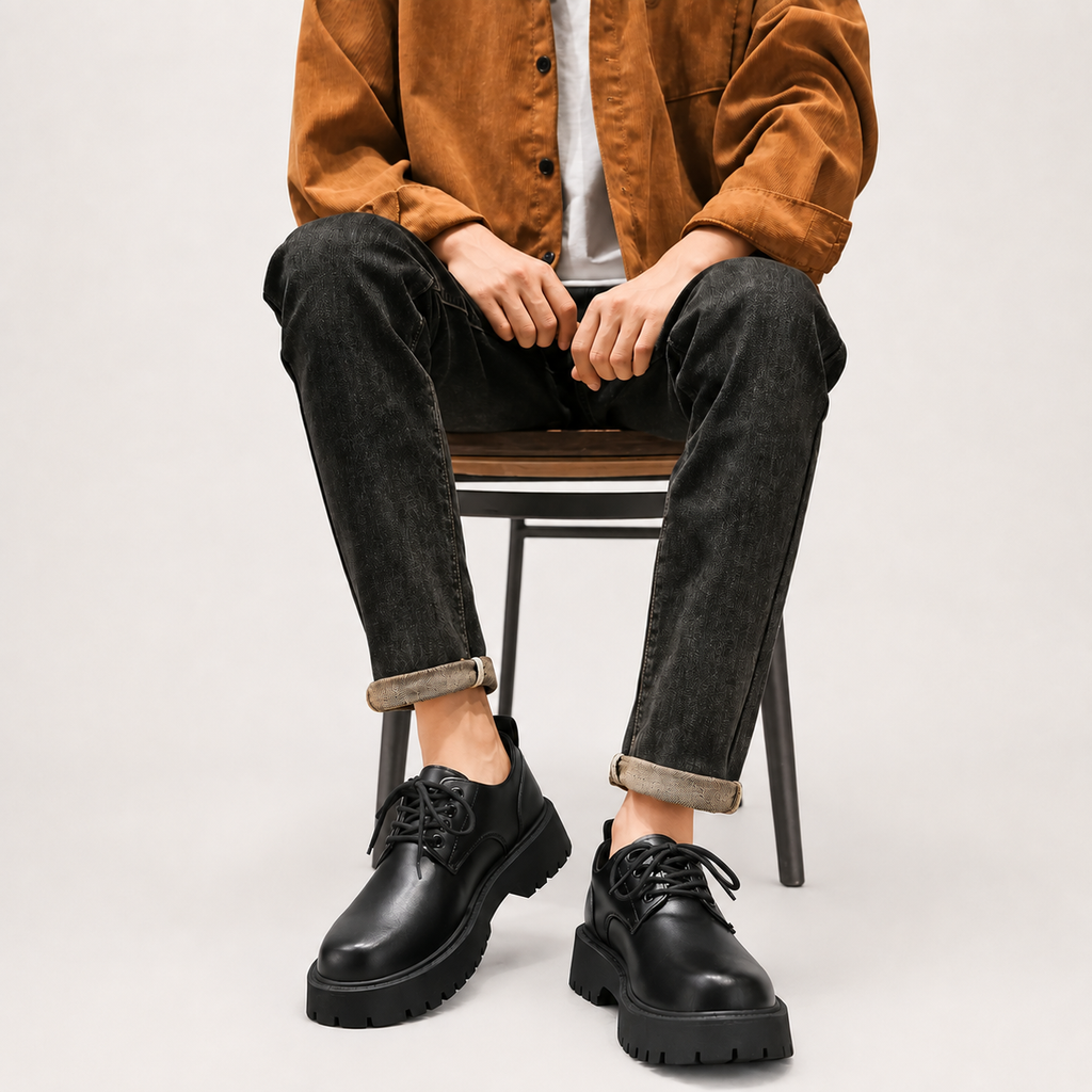 Men’s Loafers – Smart Waterproof Black Leather-Style Slip-On Shoes