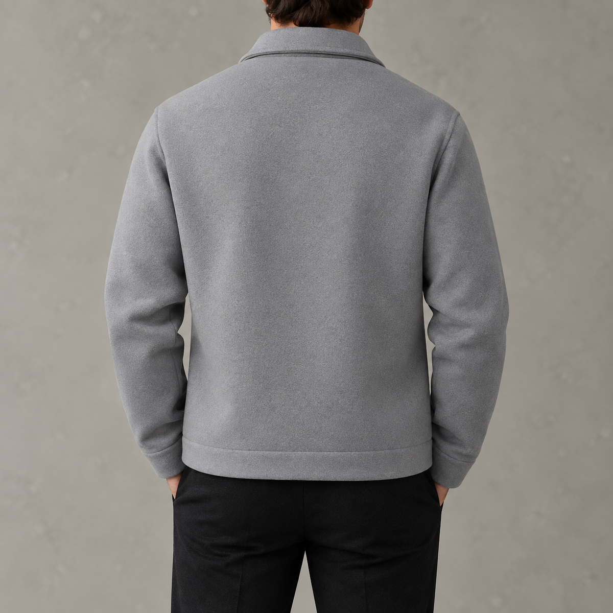 Men’s Wool-Style Jacket – Long Sleeve Lapel Collar Casual Jacket