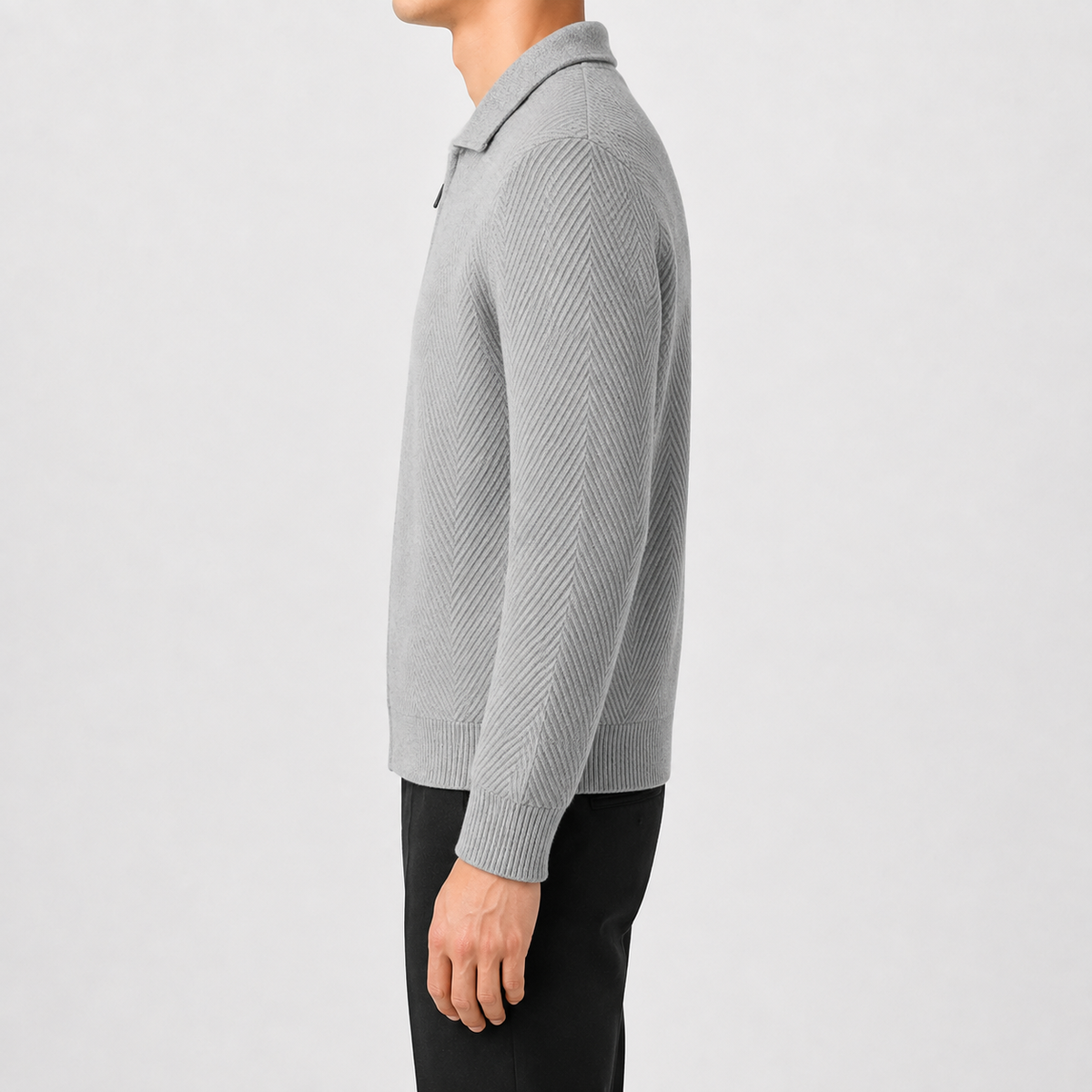 Men’s Knitted Cardigan – Full Zip Solid Colour Casual Jumper