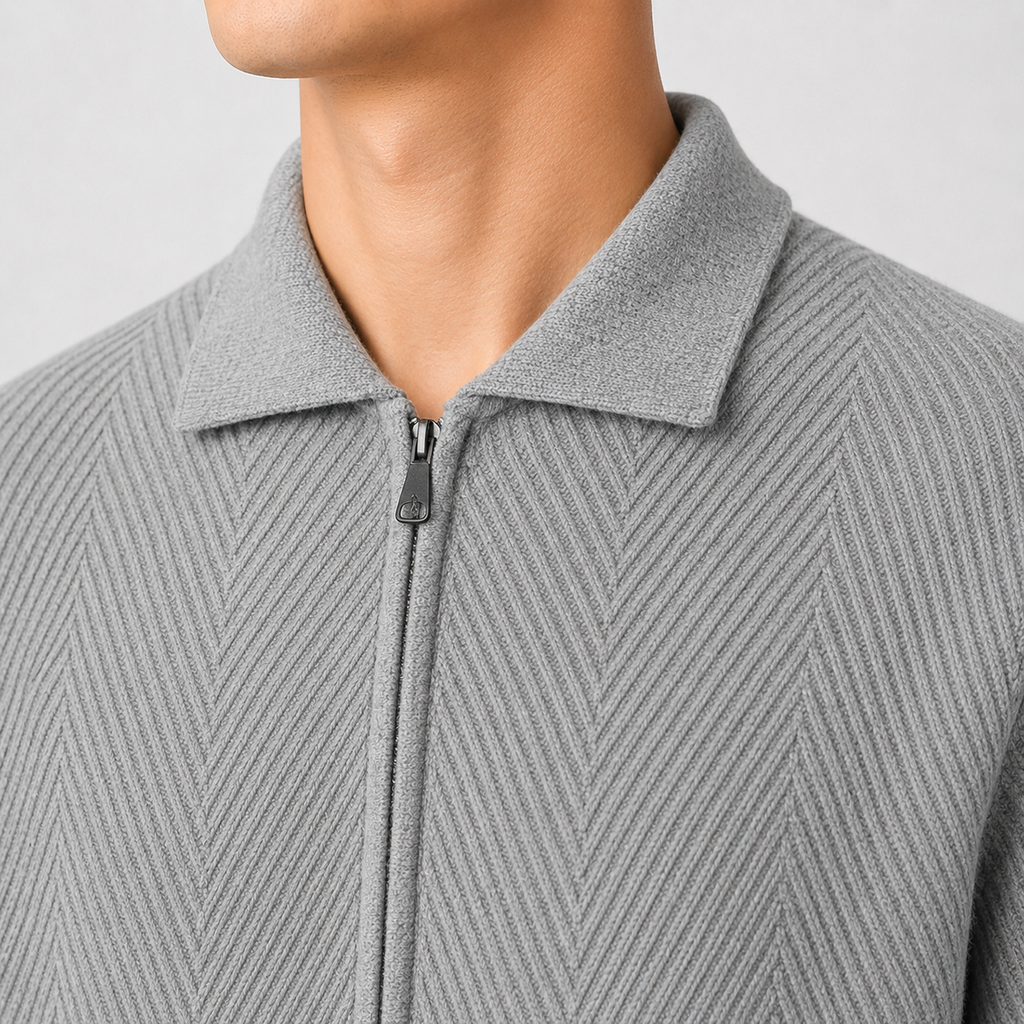 Men’s Knitted Cardigan – Full Zip Solid Colour Casual Jumper