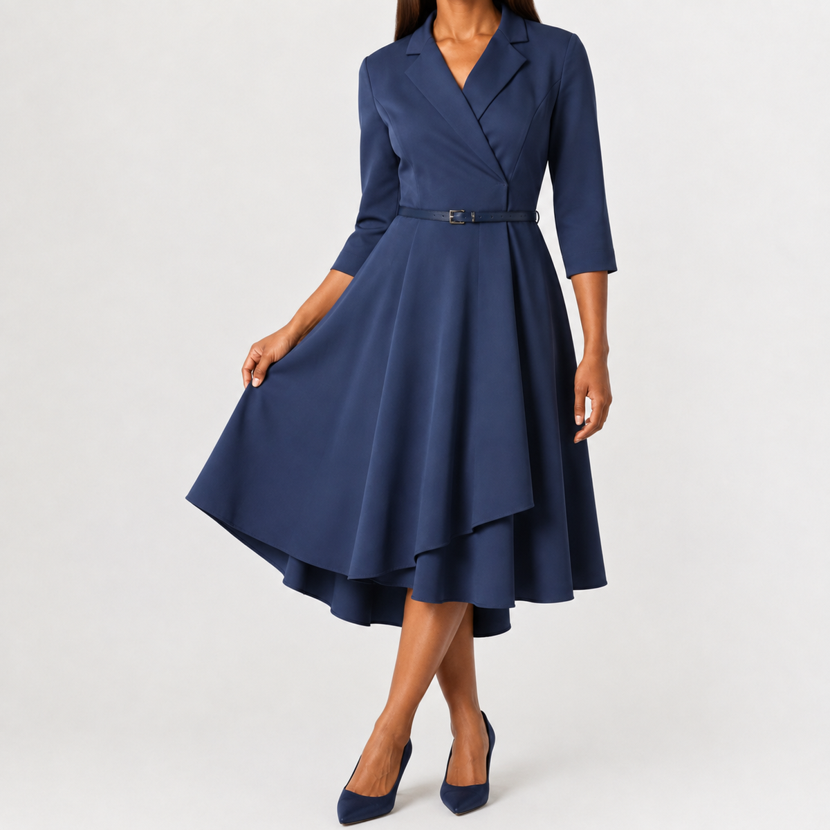 Women’s Autumn Dress – Long Sleeve Fitted Midi Dress with Elegant Silhouette