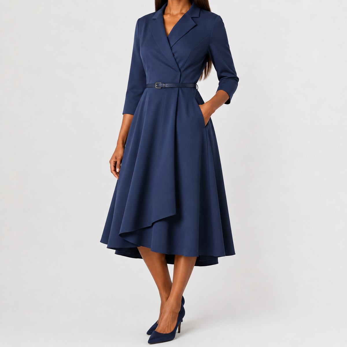 Women’s Autumn Dress – Long Sleeve Fitted Midi Dress with Elegant Silhouette