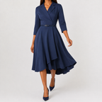 Women’s Autumn Dress – Long Sleeve Fitted Midi Dress with Elegant Silhouette