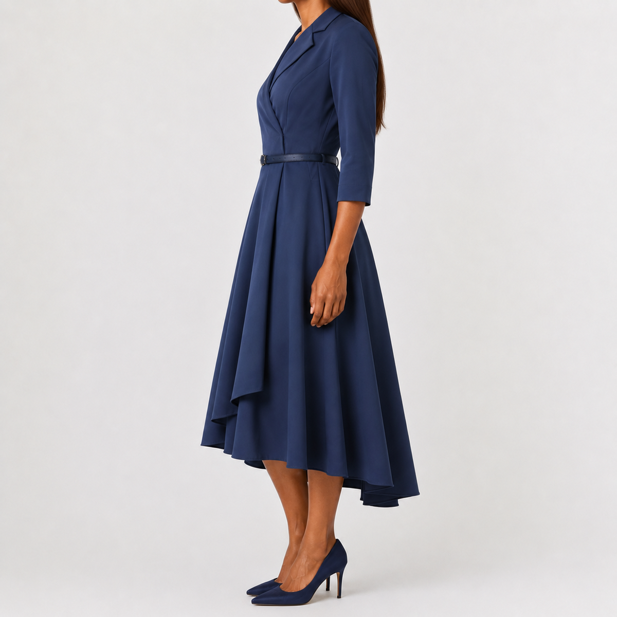Women’s Autumn Dress – Long Sleeve Fitted Midi Dress with Elegant Silhouette