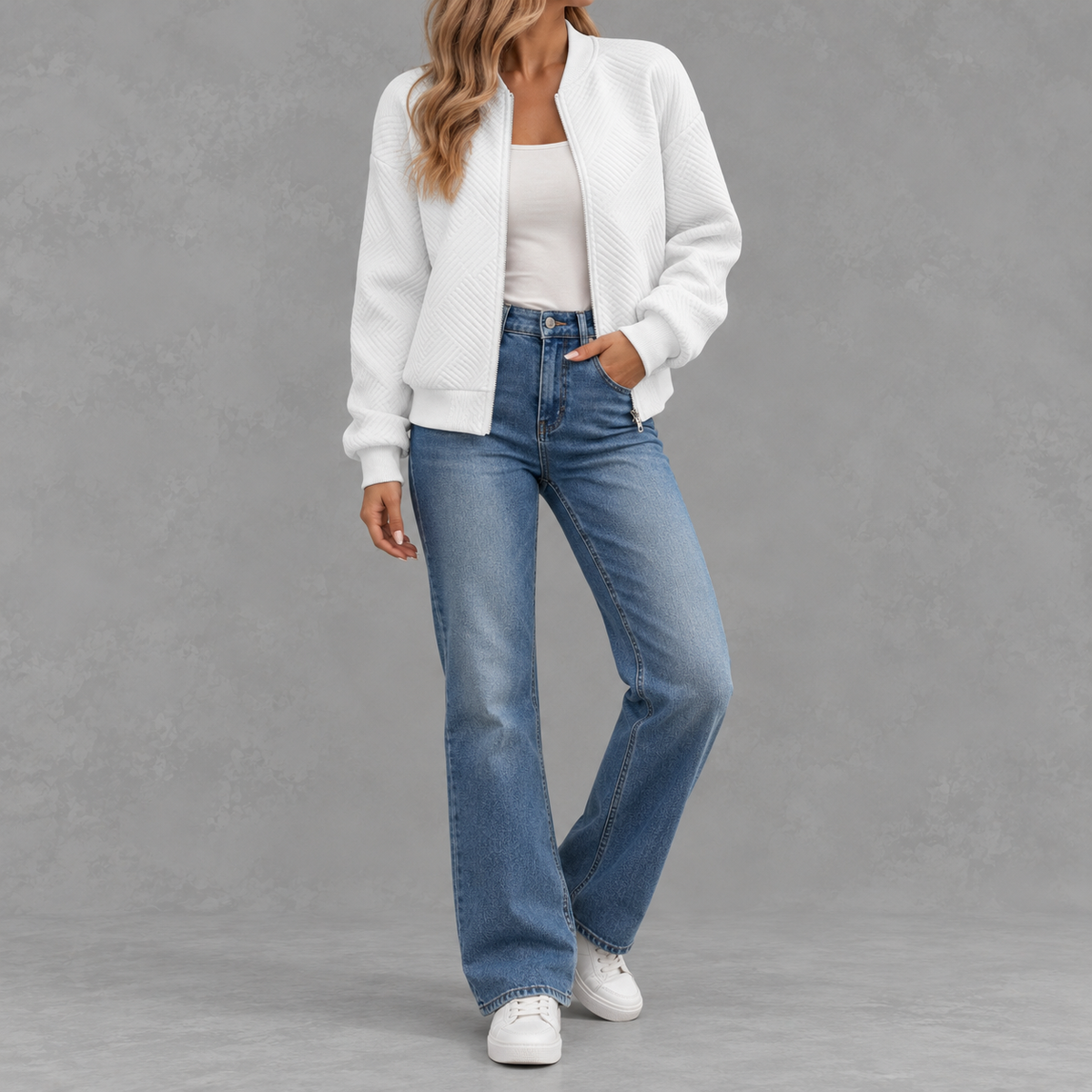 Women’s Baseball Jacket – Solid Colour Zip Up Jacket with Stand Collar