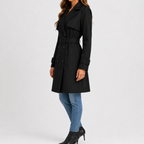 Women’s Trench Coat – Tailored Belted Waist Fitted Long Sleeve Jacket