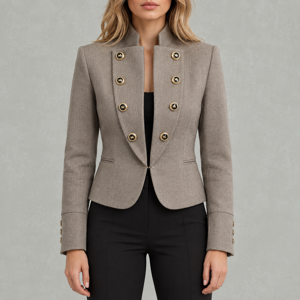 Women’s Blazer – Double Breasted Two-Tone Lapel Tailored Jacket