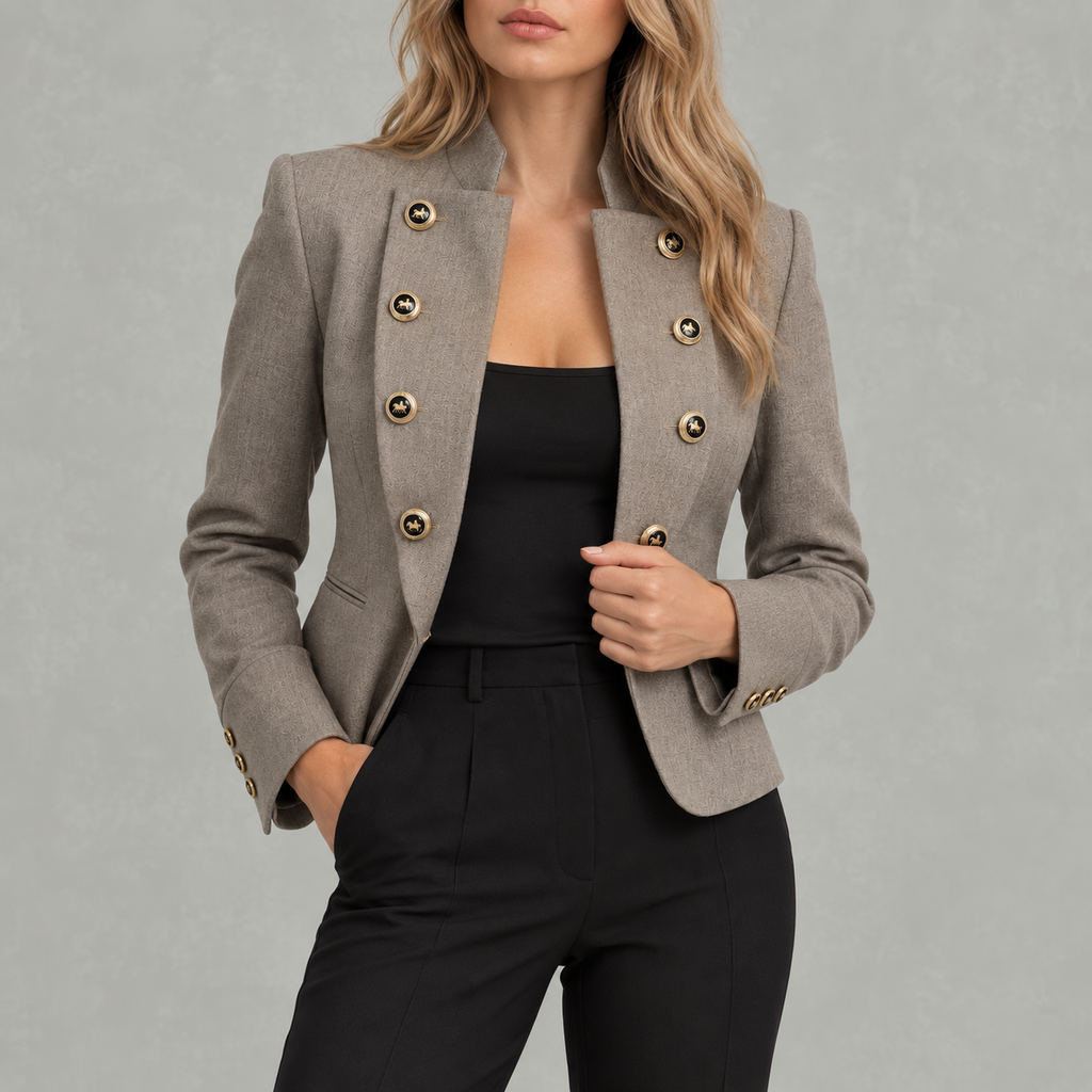 Women’s Blazer – Double Breasted Two-Tone Lapel Tailored Jacket