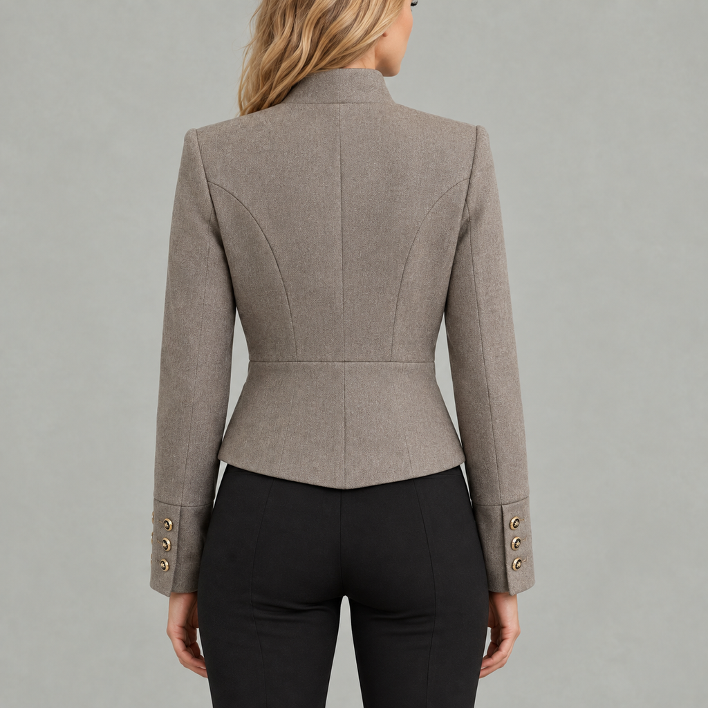 Women’s Blazer – Double Breasted Two-Tone Lapel Tailored Jacket