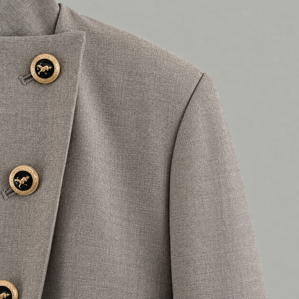 Women’s Blazer – Double Breasted Two-Tone Lapel Tailored Jacket