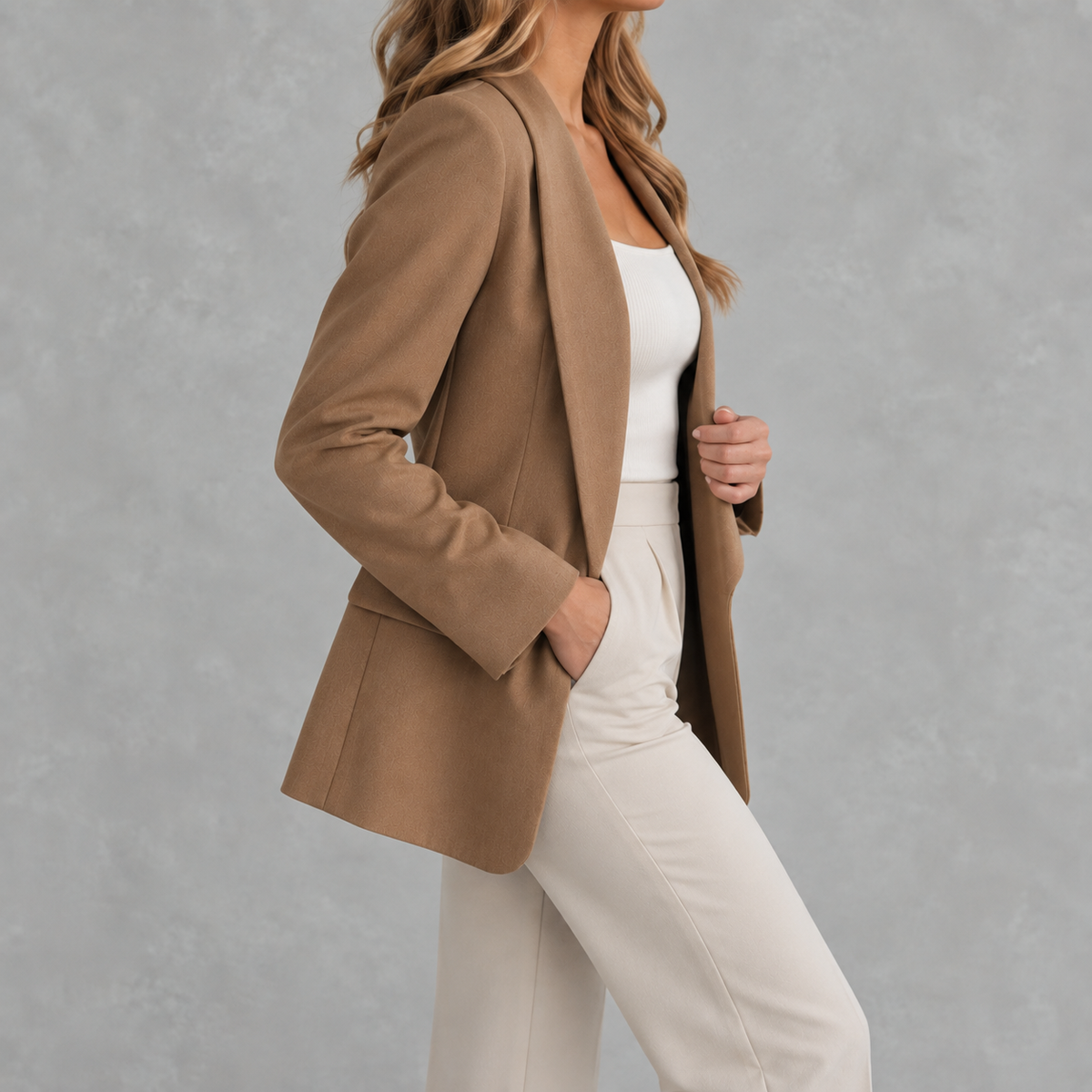 Women’s Blazer – Shawl Collar Solid Colour Tailored Jacket
