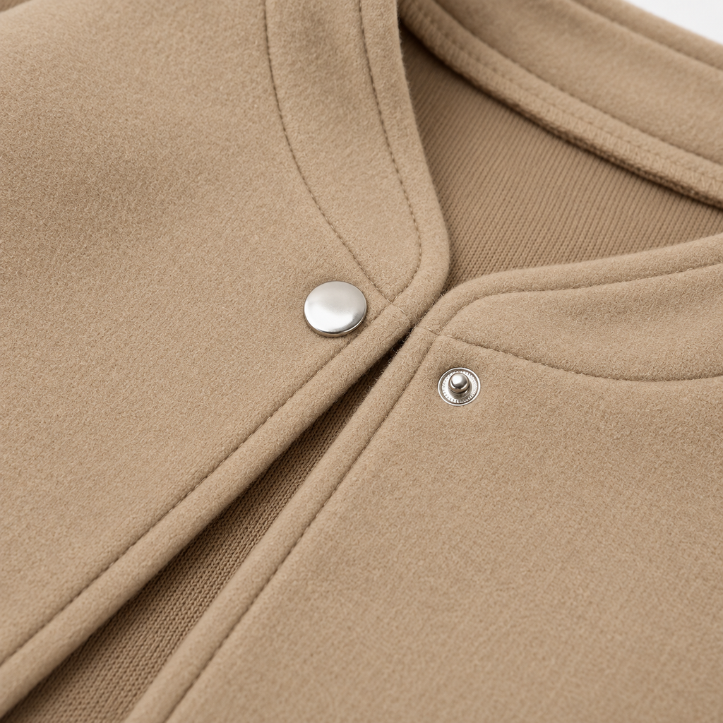 Women’s Bomber Jacket – Cropped Woollen-Style Flight Jacket with Stand Collar