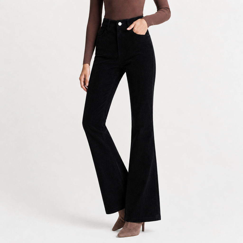 Women’s Corduroy Trousers – High Waist Bootcut Flared Trousers