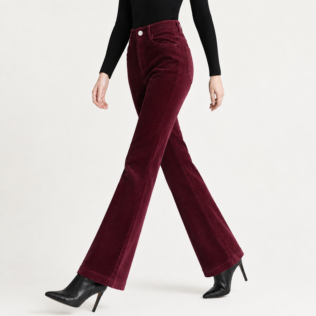 Women’s Corduroy Trousers – High Waist Bootcut Flared Trousers