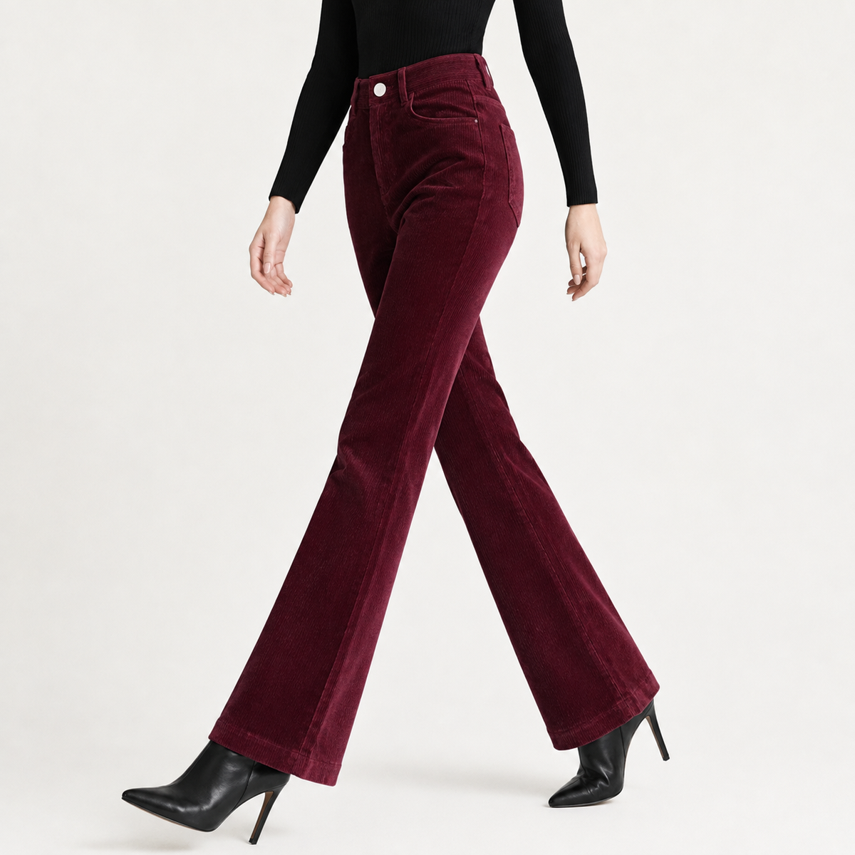 Women’s Corduroy Trousers – High Waist Bootcut Flared Trousers