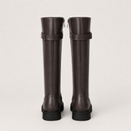 Women’s Wellington Boots – Retro British Leather-Style Riding Boots with Buckle