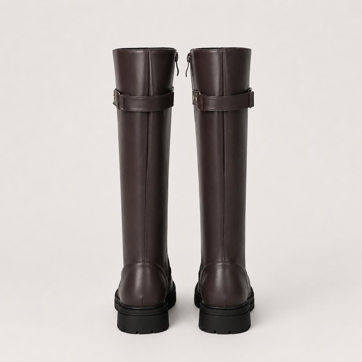 Women’s Wellington Boots – Retro British Leather-Style Riding Boots with Buckle