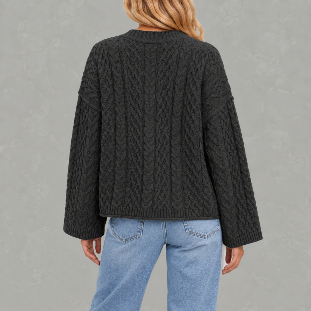 Women’s Cable Knit Cardigan – Loose Fit Chunky Button Front Jumper