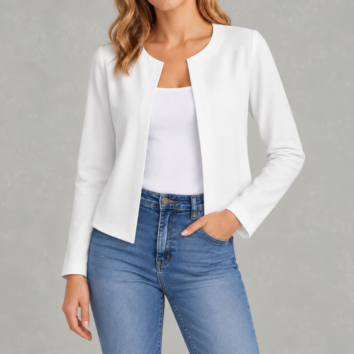 Women’s Cardigan Jacket – Slim Fit Open Front Long Sleeve Office Blazer
