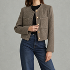 Women’s Chanel Style Jacket – French-Inspired Coffee Brown Short Jacket