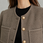 Women’s Chanel Style Jacket – French-Inspired Coffee Brown Short Jacket
