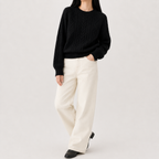 Women’s Cable Knit Jumper – French-Inspired Twist Knit Crew Neck Pullover