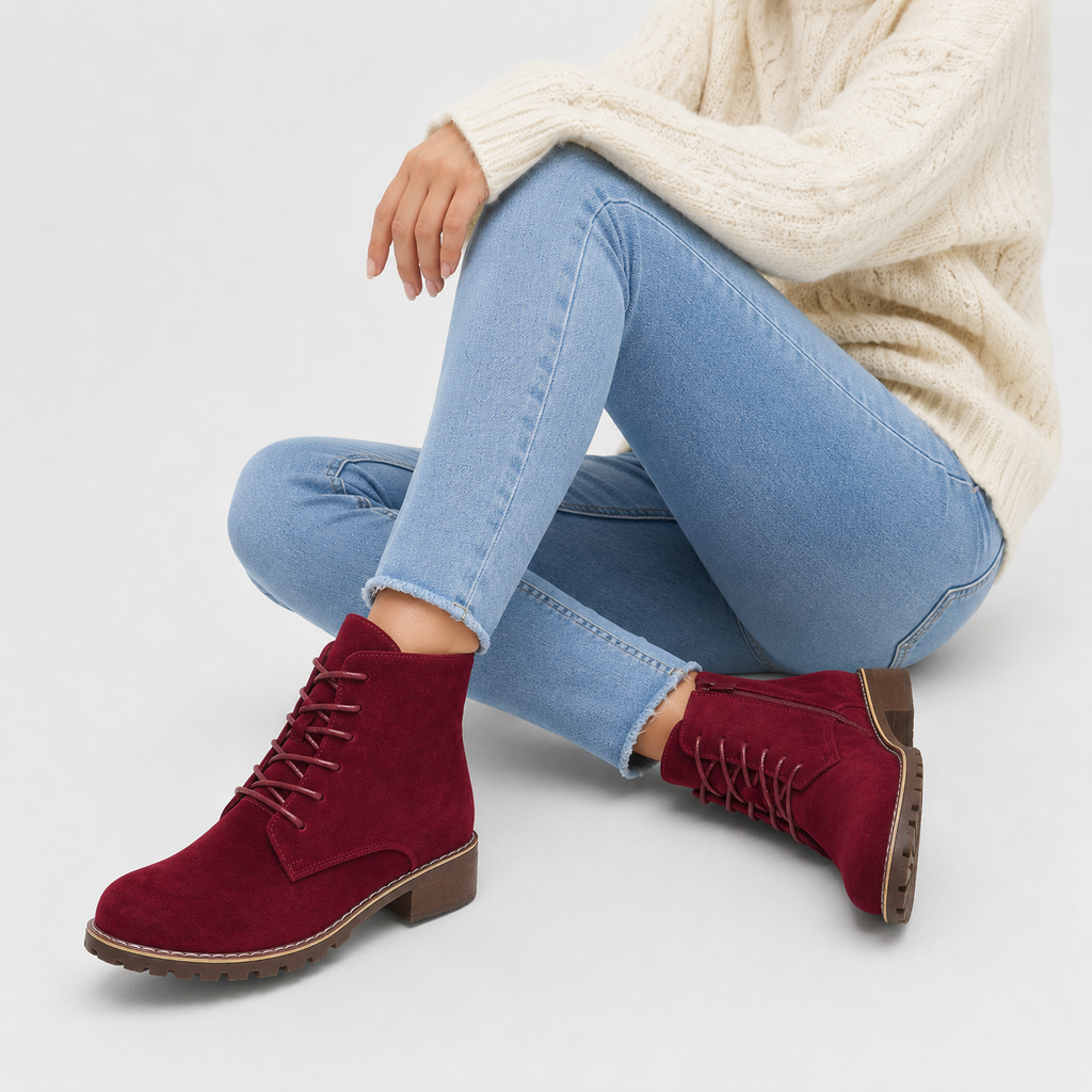 Women’s Ankle Boots – Round Toe Lace-Up Martin Boots