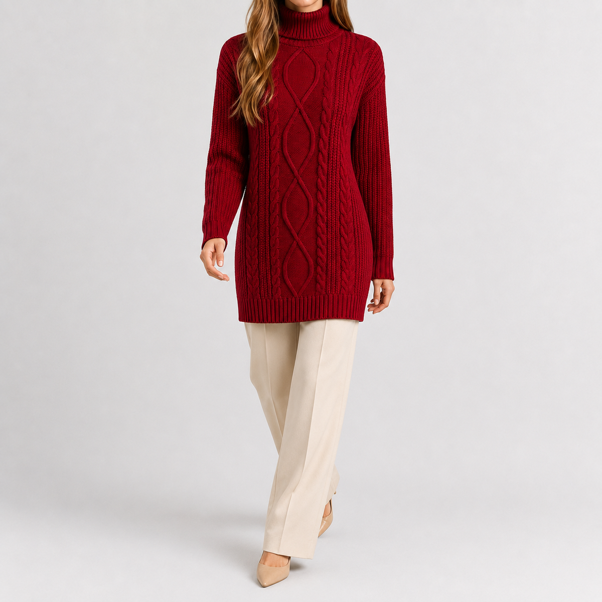 Women’s Distressed Jumper – Knitted Long Sleeve Pullover with Vintage Finish