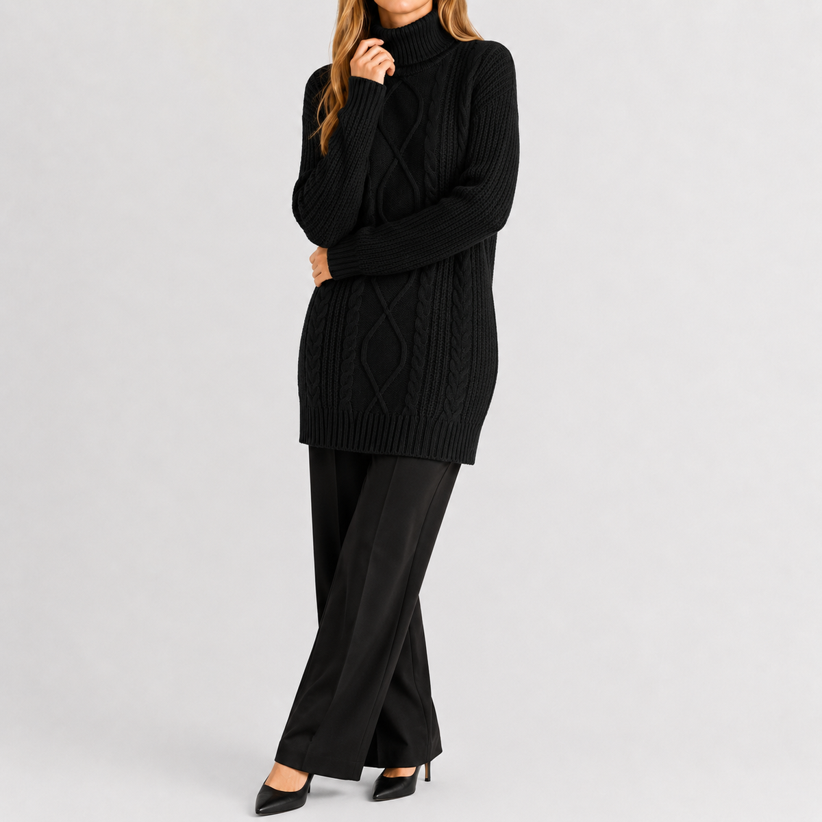 Women’s Distressed Jumper – Knitted Long Sleeve Pullover with Vintage Finish