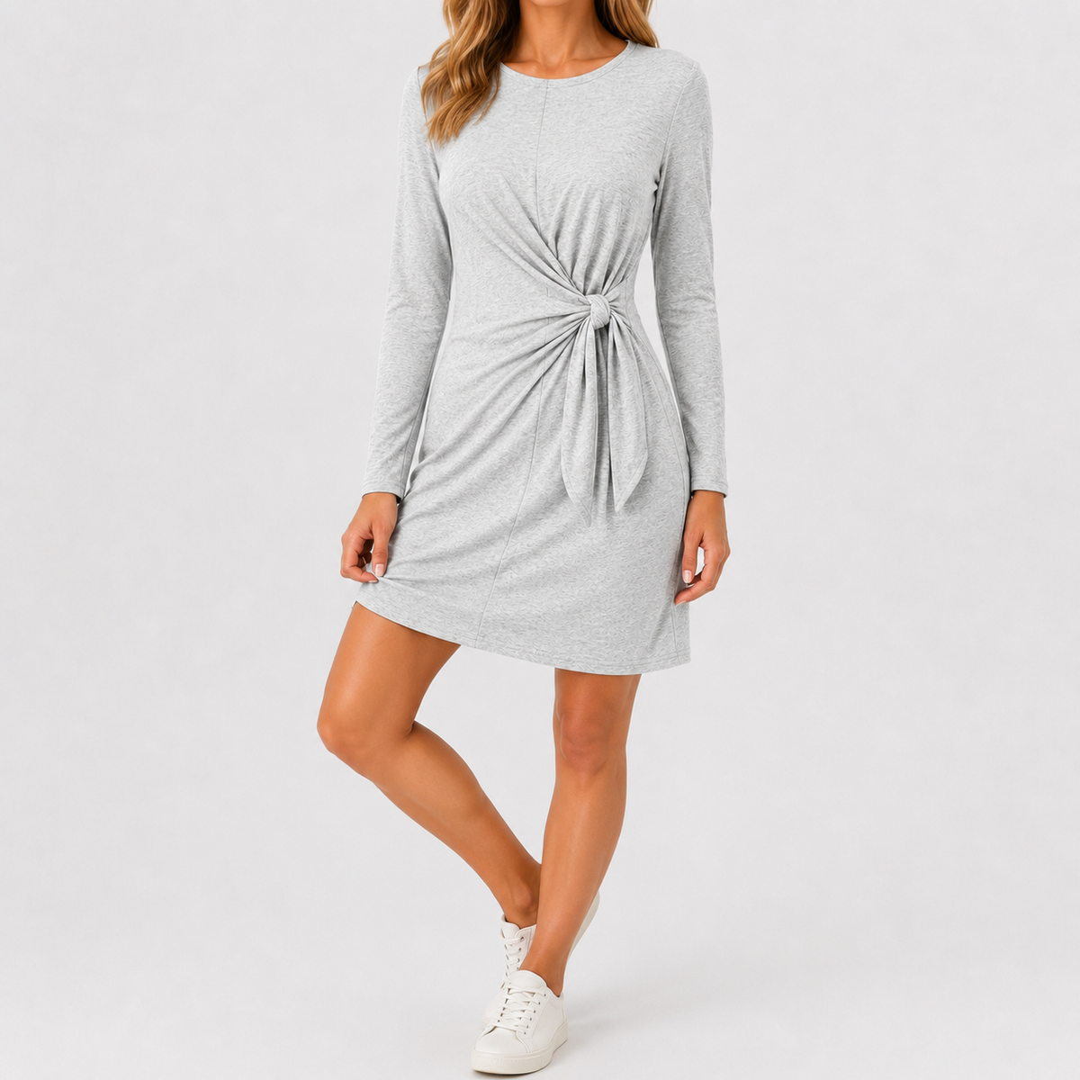 Women’s Autumn Dress – Long Sleeve Fitted Midi Dress