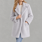 Women’s Faux Fur Coat – Mid-Length Mink Style Winter Coat
